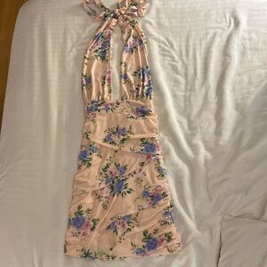 Zara pink flower halter dress